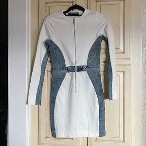 White Cotton and Denim Bodycon Dress
